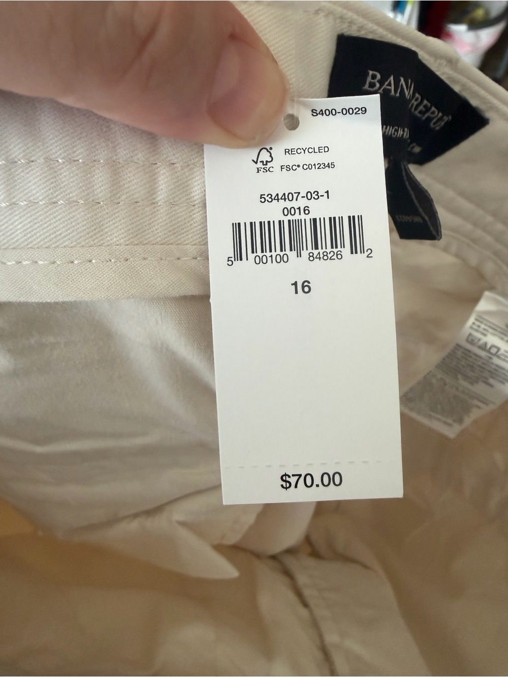 NWT Banana Republic High-Rise Authentic White Chino Pants Sz 16 - Picture 9 of 9